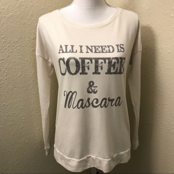 Next Level Apparel Tops - Next Level white printed tee Coffee and Mascara